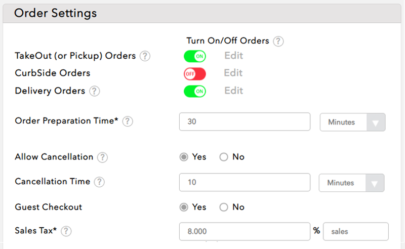 Customize your order settings