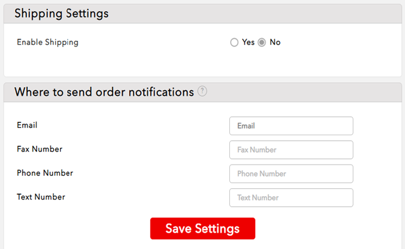 Enable order settings