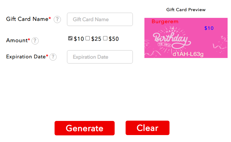 Set eGift card value