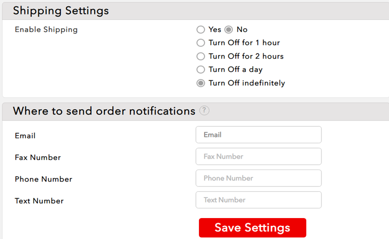 Set shipping charges