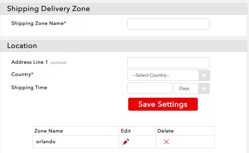 Set shipping zones