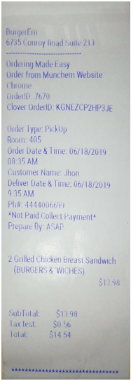 receipt sample